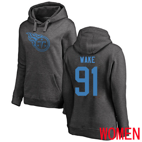 Tennessee Titans Ash Women Cameron Wake One Color NFL Football #91 Pullover Hoodie Sweatshirts
